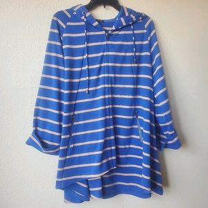 Women's large striped hooded zip up